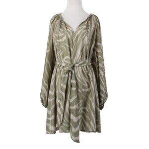 Banana Republic Dress $270 Sz S Mossy Green Tan Belt Unlined 100% Silk Dress